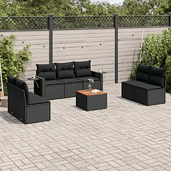 Maison Chic Salon de jardin 8 pcs avec coussins | Ensemble de Table et chaises | Mobilier d'Extérieur noir résine tressée -GKD65479