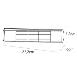 Acheter Radiateur Électrique Chauffage Infrarouge Halogène Kekai Golden Tube 1500 W Mural Intérieur/Extérieur 53,5x16x11,5 cm