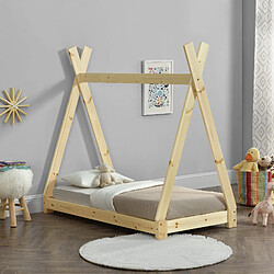 Lit de Tipi pour Enfant Onejda Bois Naturel 140 x 70 cm [en.casa]