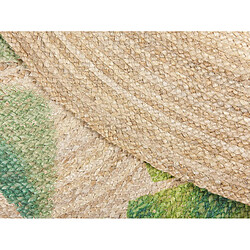 Beliani Tapis en jute ?140 cm beige / vert motif feuille BAYAT - beige-vert pas cher