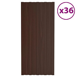 vidaXL Panneaux de toiture 36 pcs Acier galvanisé Marron 100x45 cm