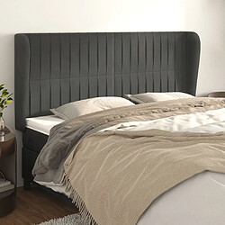 Maison Chic Tête de lit scandinave avec oreilles,meuble de chambre Gris foncé 203x23x118/128 cm Velours -MN52697