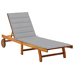 vidaXL Chaise longue de jardin avec coussin Bois d'acacia solide