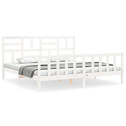 Maison Chic Lit adulte - Cadre Structure de lit avec tête de lit Contemporain blanc 200x200 cm bois massif -MN27709