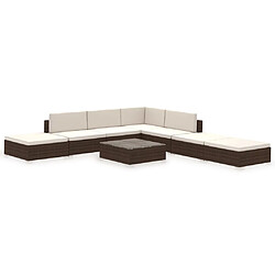 Maison Chic Salon de jardin 8 pcs + coussins - Mobilier/Meubles de jardin - Table et chaises d'extérieur Résine tressée Marron -MN13339