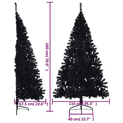 vidaXL Demi sapin de Noël artificiel avec support Noir 180 cm PVC pas cher