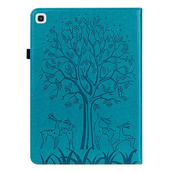 Etui en PU avec support et porte-cartes, motif arbre et cerf bleu pour votre Samsung Galaxy Tab A7 10.4 (2020)