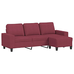 vidaXL Canapé à 3 places avec repose-pieds Rouge bordeaux 180 cm Tissu