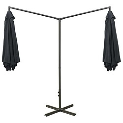 Avis Helloshop26 Parasol double avec mât en acier 600 cm anthracite 02_0008423