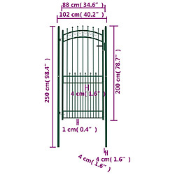Acheter vidaXL Portail de clôture avec pointes Acier 100x200 cm Vert