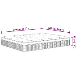 vidaXL Matelas à ressorts ensachés moyen plus 180x200 cm pas cher