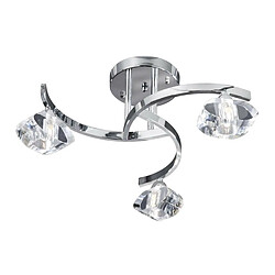 Searchlight Plafonnier 3 ampoules Sculptured Ice, en chrome et verre