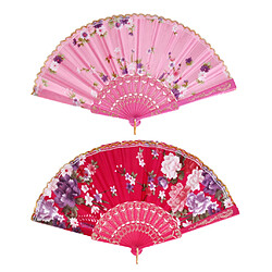 doux style pliant main fan rose et rose pour la danse cosplay home party