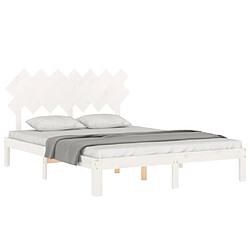 Acheter Maison Chic Cadre/structure de lit avec tête de lit pour adulte - Lit Moderne Chambre blanc 140x190 cm bois massif -MN93976