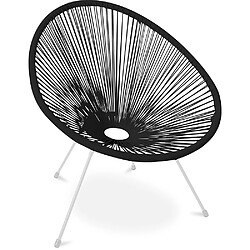 ICONIK INTERIOR Fauteuil Acapulco - Piétement Blanc - Nouvelle Édition Noir