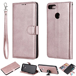 Wewoo Housse Coque Pour Huawei Y9 2018 Étui de protection à rabat horizontal de couleur unie avec support et fentes cartes et portefeuille et cadre photo et lanière or rose