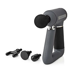 Pistolet de Massage Musculaire NEDIS - 6 Niveaux Réglables - 4 Têtes de Massage - Ecran LCD HD - Gris