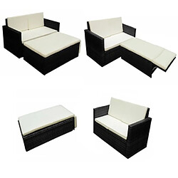 Acheter Maison Chic Salon de jardin 2 pcs avec coussins - Table et chaises d'extérieur - Mobilier/Meubles de jardin Moderne Résine tressée Noir -MN30588