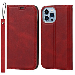 Coque en TPU + PU avec porte-carte et cordon rouge pour votre iPhone 13 Pro 6.1 pouces