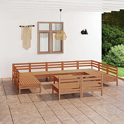 Maison Chic Salon de jardin 12 pcs - Table et chaises d'extérieur - Mobilier/Meubles de jardin Moderne Marron miel Bois de pin massif -MN99726