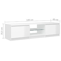 vidaXL Meuble TV avec lumières LED blanc brillant 140x40x35,5 cm pas cher