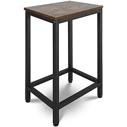 Acheter Helloshop26 Table haute avec 2 tabourets de bar style industriel repose pieds cadre en fer rustique ensemble bistrot mange debout et chaises de bar pour cuisine salle à manger marron noir 01_0000464