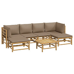 Avis Maison Chic Salon de jardin 7 pcs avec coussins | Ensemble de Table et chaises | Mobilier d'Extérieur taupe bambou -GKD18990