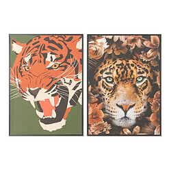 Cadre DKD Home Decor S3013690 Toile Tigre Moderne (52 x 2,7 x 72 cm) (2 Unités)