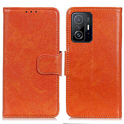 Etui en PU texture nappa orange pour votre Xiaomi 11T/11T Pro