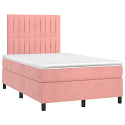 Avis Maison Chic Lit adulte- Lit + matelas,Sommier à lattes de lit avec matelas LED Rose 120x200cm Velours -GKD70360