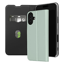 Avizar Étui pour iPhone 16 Soft touch Porte-carte Support Vidéo Vert Pâle