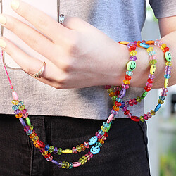 Acheter Avizar Bijou de Téléphone Collier Perles et Smiley 110cm Collection Smile Multicolore