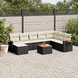 Maison Chic Salon de jardin 9 pcs avec coussins | Ensemble de Table et chaises | Mobilier d'Extérieur noir résine tressée -GKD36753