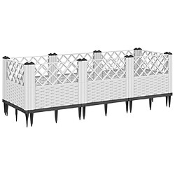 vidaXL Jardinière avec piquets blanc 123,5x43,5x43,5 cm PP