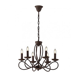 Fan Europe Chandelier sans abats jours Ginevra 6 ampoules Métal Corten