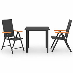 Salle à manger de jardin 3 pcs,Table et chaise à dîner Noir et marron -MN96549