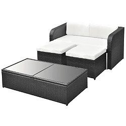 Acheter Maison Chic Salon de jardin 4 pcs + coussins - Mobilier/Meubles de jardin - Table et chaises d'extérieur Résine tressée Noir -MN12750