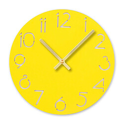 Horloge murale ronde silencieuse avec chiffres arabes design style élégant décor acrylique rond - Jaune