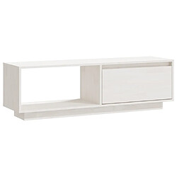 Maison Chic Meuble TV scandinave - Banc TV pour salon Blanc 110x30x33,5 cm Bois de pin massif -MN77555