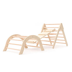 Triangle Gym pour Bébés Montessori Méthode Pikler Robincool Climb 66x84,5x73,2 cm Bois Écologique Arche d'Escalade et Toboggan