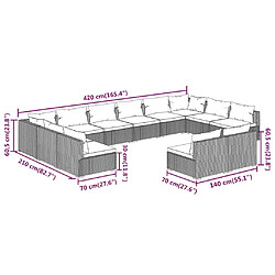 vidaXL Salon de jardin 12 pcs avec coussins Gris Résine tressée pas cher