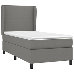 Avis Maison Chic Lit Adulte - Lit simple Lit à sommier tapissier et matelas moelleux - Meuble de Chambre - Gris foncé 90x190 cm Tissu -MN95130