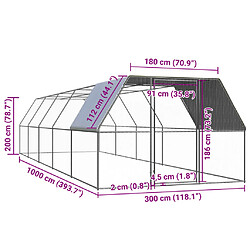 Acheter vidaXL Poulailler d'extérieur 3x10x2 m Acier galvanisé