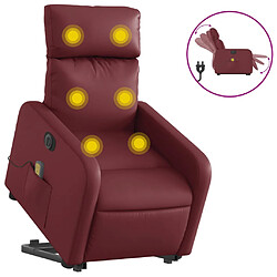 vidaXL Fauteuil inclinable de massage électrique rouge bordeaux