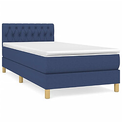 Maison Chic Structures de lit + matelas,Lit à sommier tapissier avec matelas Bleu 90x190 cm Tissu -MN55452