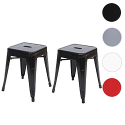 Mendler 2x tabouret HWC-A73, tabouret en métal, design industriel, empilable ~ noir