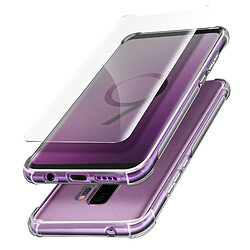 Avizar Pack Protection Galaxy S9 Plus Coque Souple + Film Verre Trempé 9H Transparent