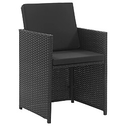 Maison Chic Salon de jardin 3 pcs + coussins - Mobilier/Meubles de jardin - Table et chaises d'extérieur Résine tressée Noir -MN79177 pas cher