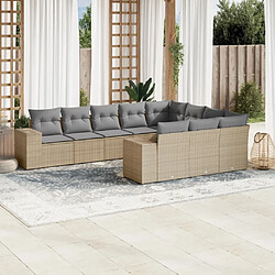 Maison Chic Salon de jardin avec coussins 10 pcs, Ensemble Tables et chaises de jardin, beige résine tressée -GKD459670