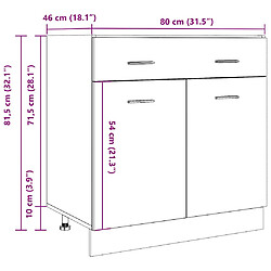 vidaXL Armoire de plancher à tiroir Gris béton 80x46x81,5 cm Aggloméré pas cher